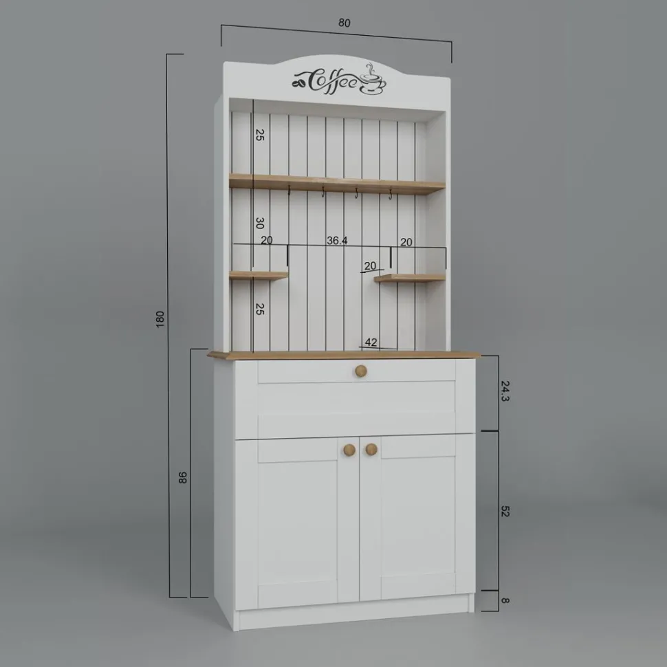 Aamiaiskaappi/kahvipiste Linento Furniture Lucas 7