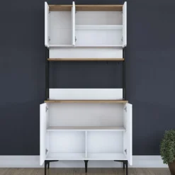Aamiaiskaappi Linento Furniture JE193, valkoinen/pähkinänruskea
