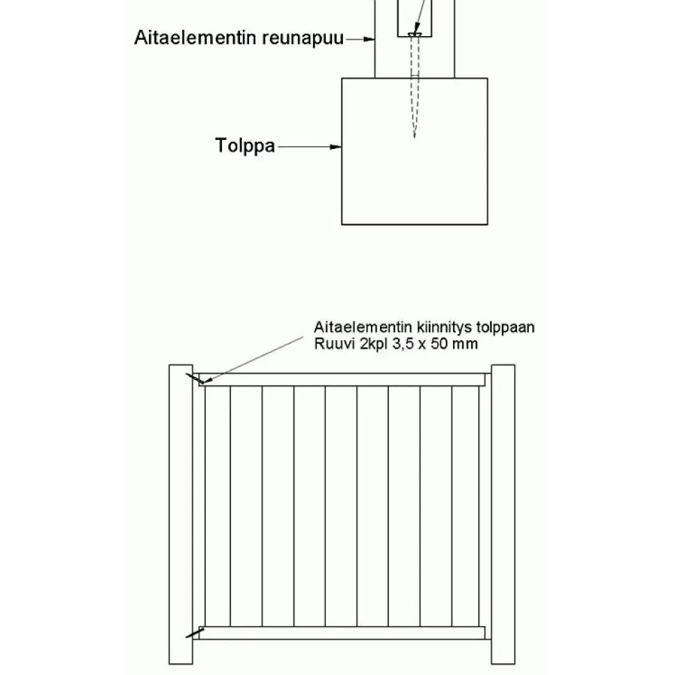 Aitaelementti Lehto A29R 1200x200/300 mm vinoristikko ruskea