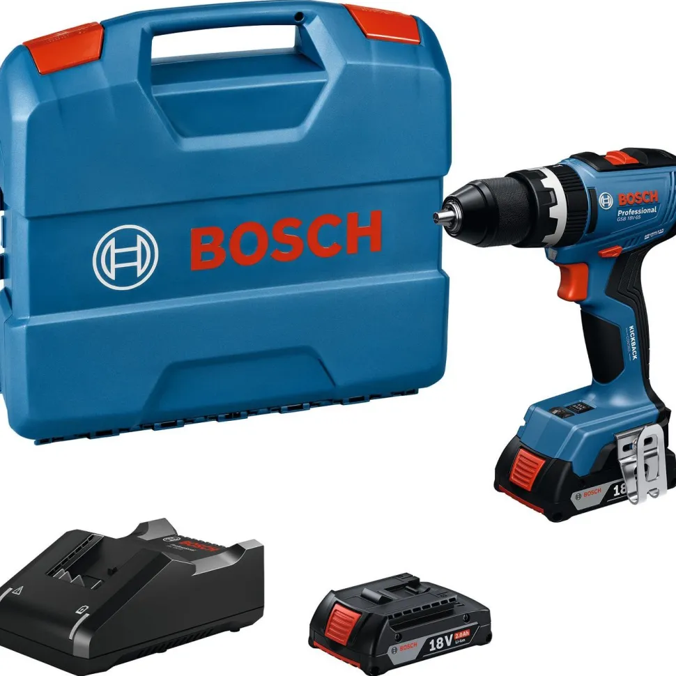 Akkuiskuporakone Bosch Professional GSB 18V-65 18V 2x2,0 Ah akuilla + L-Case