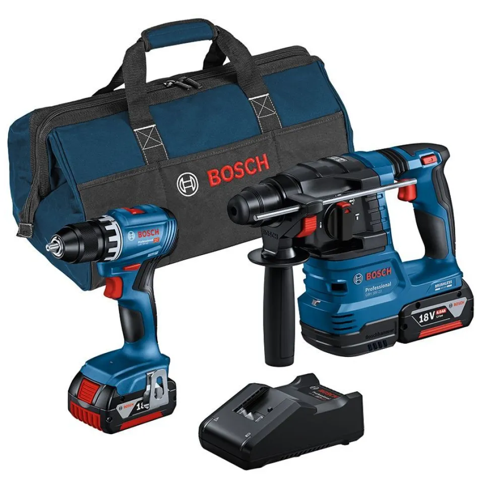 Akkukonesarja Bosch Professional GSR 18V-45, GBH 18V-22, 2x4,0 Ah akuilla + laukku