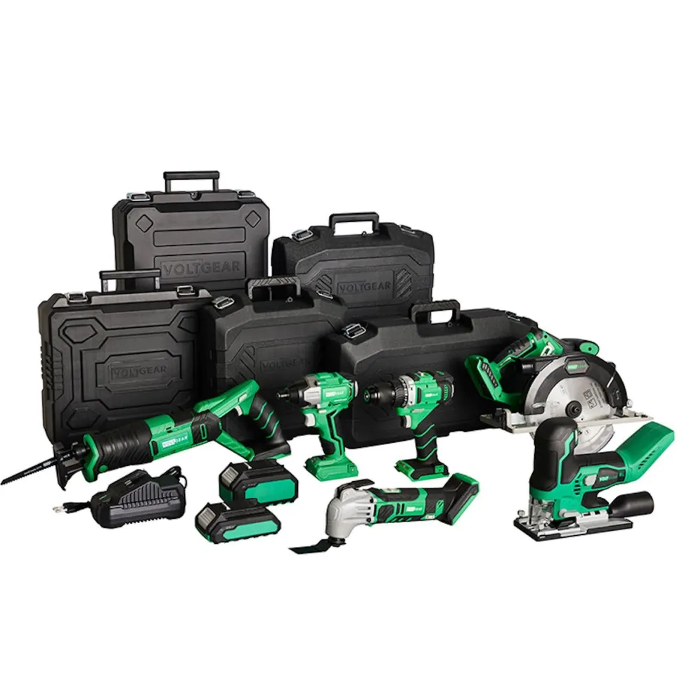 Akkukonesarja Voltgear Plus 20V 9 osaa 4,0+2,0 Ah akuilla