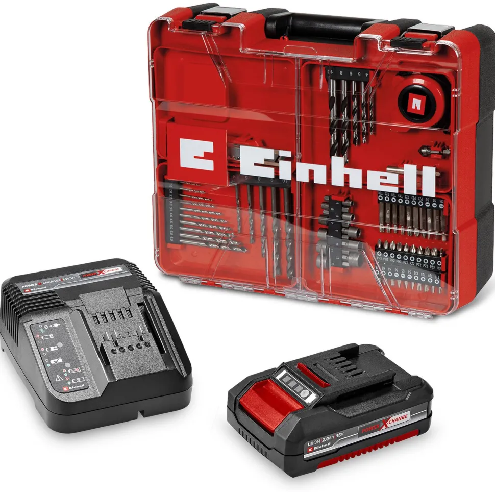 Akkuporakone Einhell PXC TE-CD 18/40 Li-i +64 18V 2,0 Ah akulla + tarvikesarja