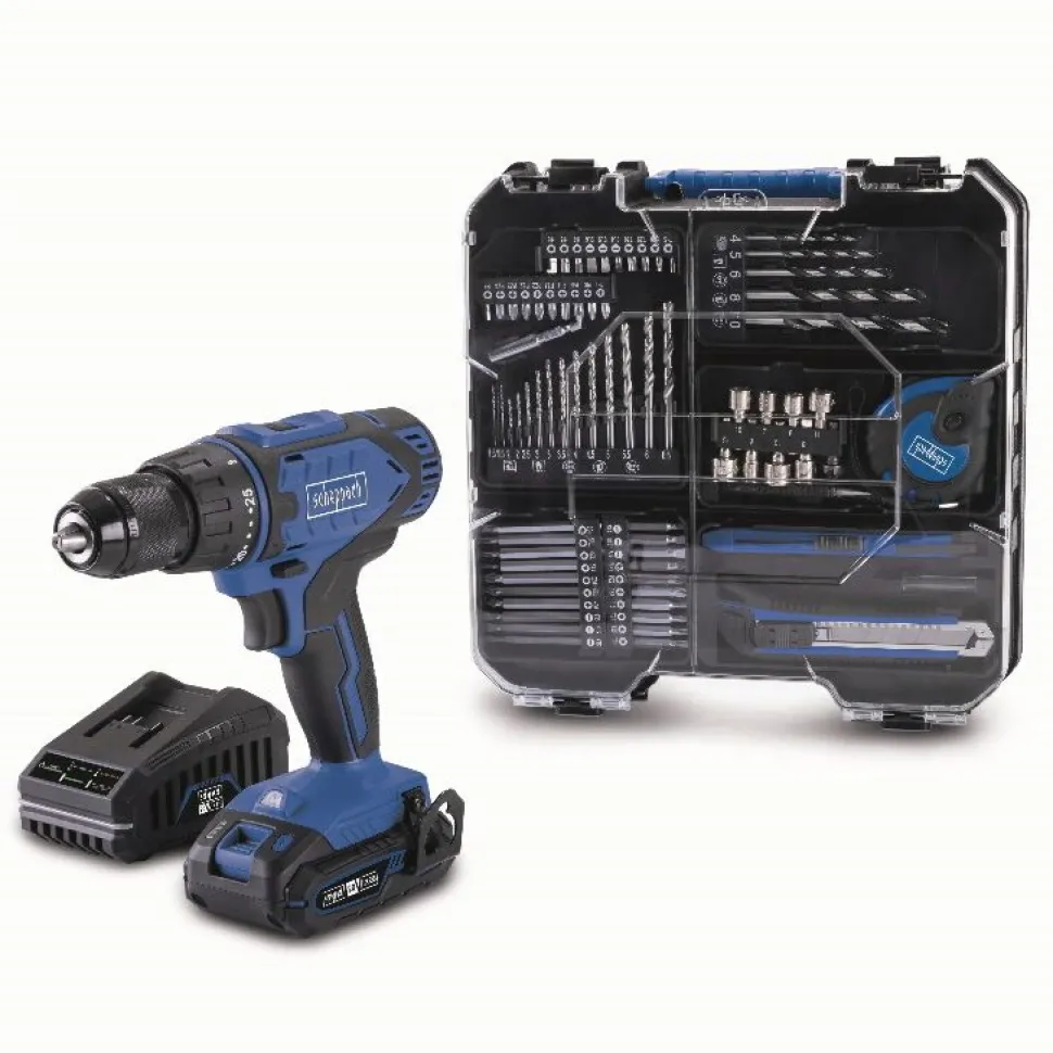 Akkuporakone Scheppach C-DTB74/1-X 20V akulla + 74-os. tarvikesetti