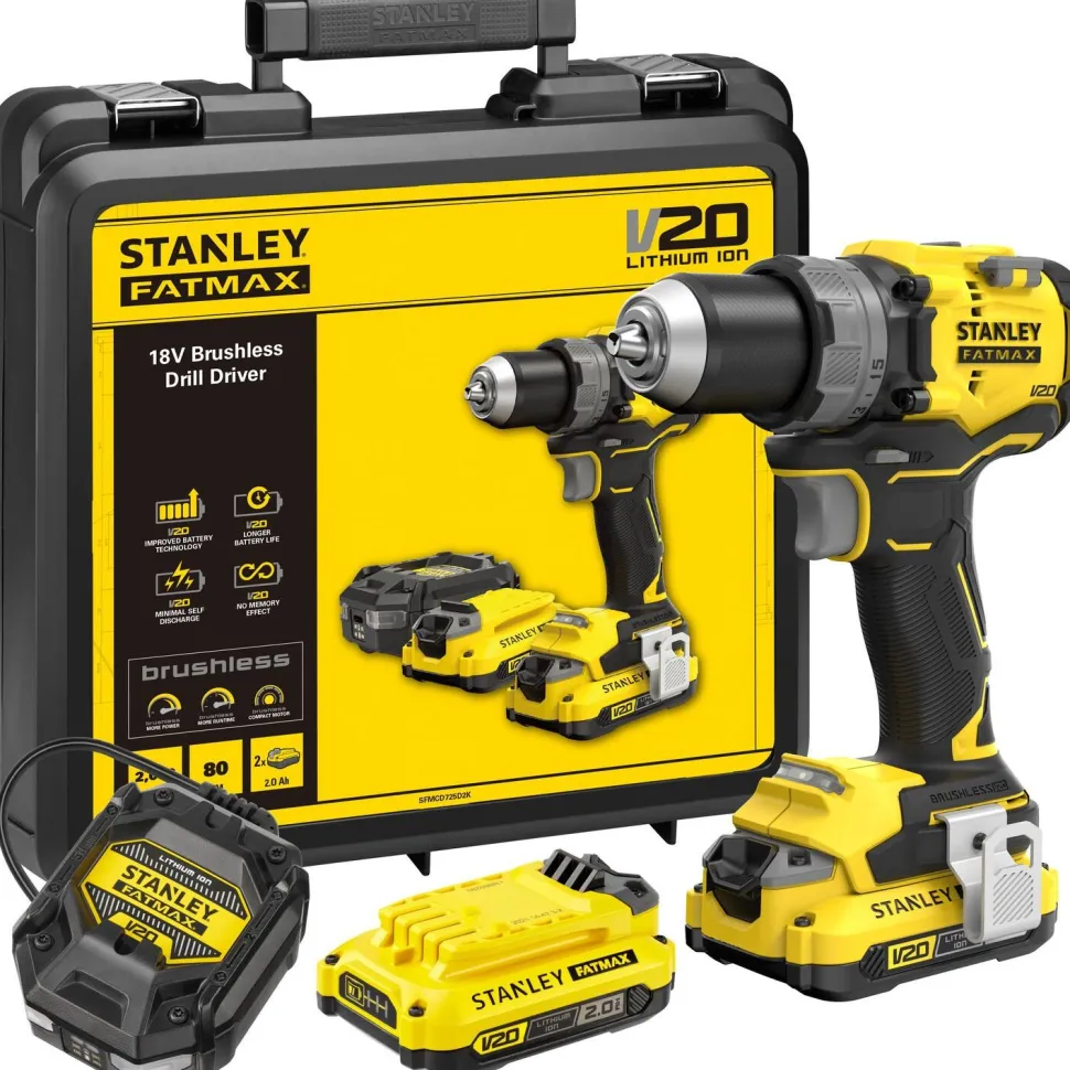 Akkuporakone Stanley Fatmax V20 SFMCD725D2K-QW 18V 2x2,0 Ah akuilla + salkku