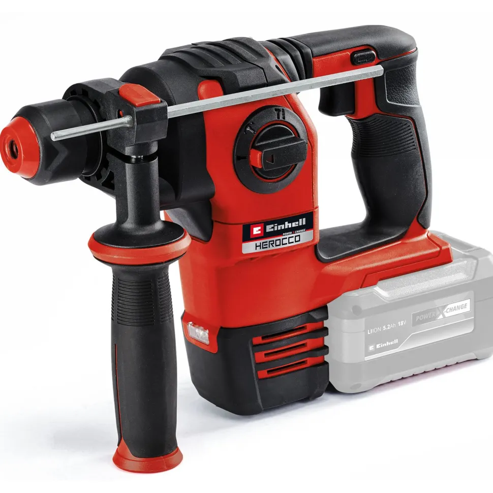 Akkuporavasara Einhell Power X-Change Herocco SDS+ 18V ilman akkua + E-Box -salkku