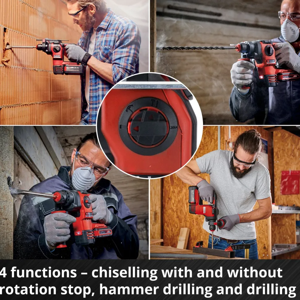 Akkuporavasara Einhell Power X-Change Herocco SDS+ 18V ilman akkua + E-Box -salkku