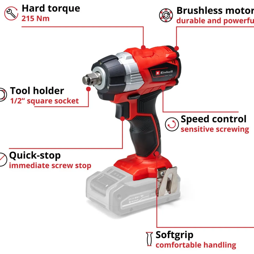 Akkupulttipyssy Einhell Power X-Change TE-CW 18 Li BL Solo 18V ilman akkua