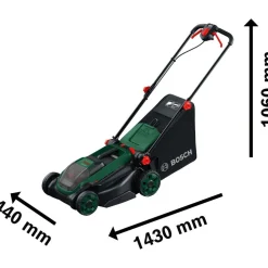 Akkuruohonleikkuri Bosch Rotak 18V2-38 2x18V 2x4,0 Ah akuilla