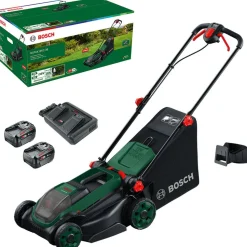 Akkuruohonleikkuri Bosch Rotak 18V2-38 2x18V 2x4,0 Ah akuilla
