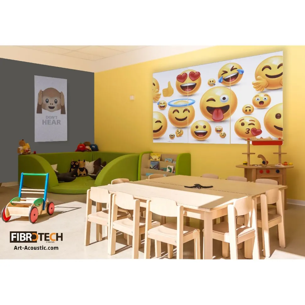 Akustiikkataulu Fibrotech Art Acoustic Emoji II, 9x600x1200mm, valkoinen