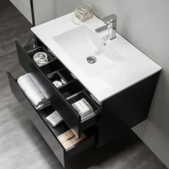 Allaskaappi pesualtaalla Bathlife Eufori, 600-1000 mm, musta