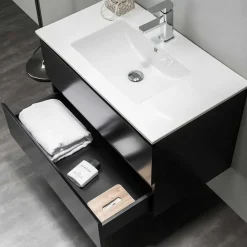 Allaskaappi pesualtaalla Bathlife Eufori, 600-1000 mm, musta