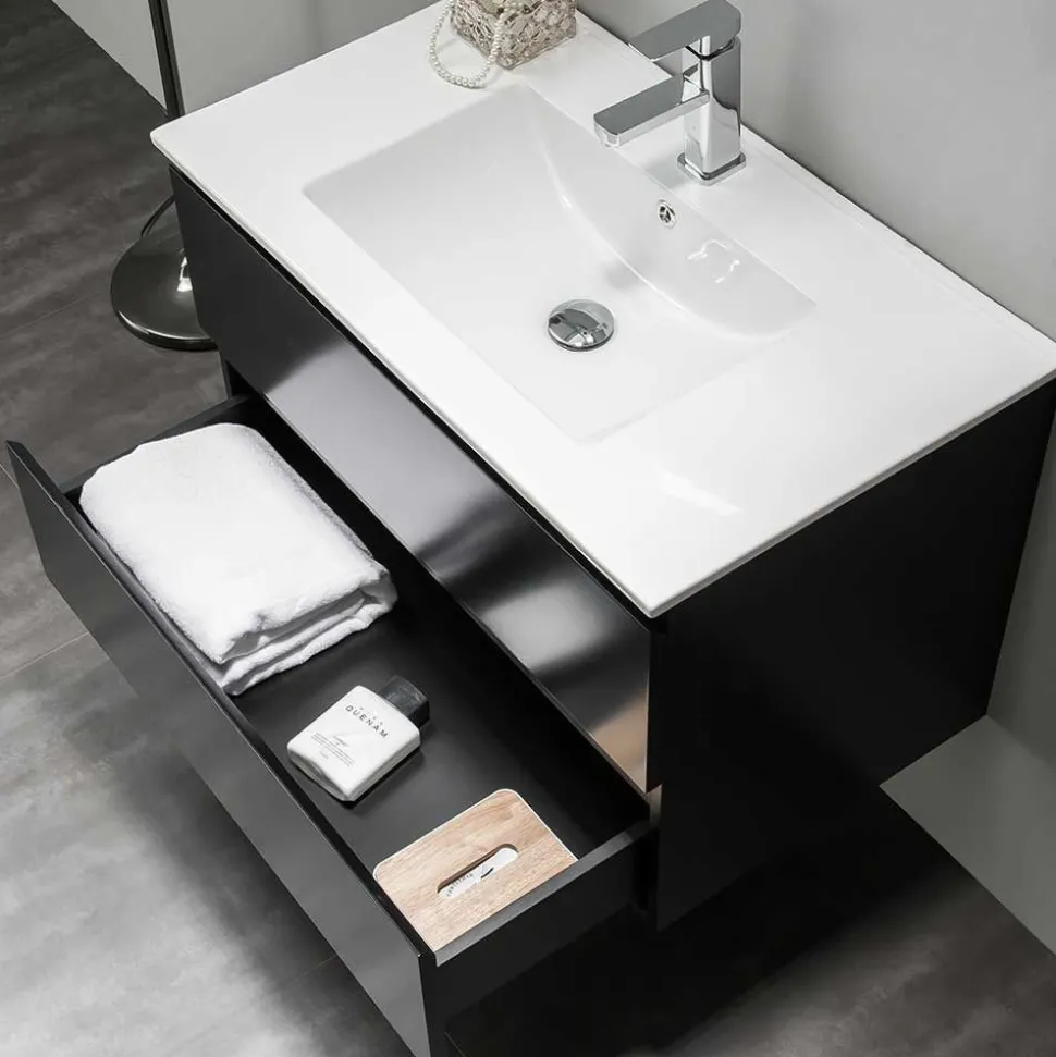 Allaskaappi pesualtaalla Bathlife Eufori, 600-1000 mm, musta