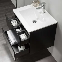 Allaskaappi pesualtaalla Bathlife Eufori, 600-1000 mm, musta