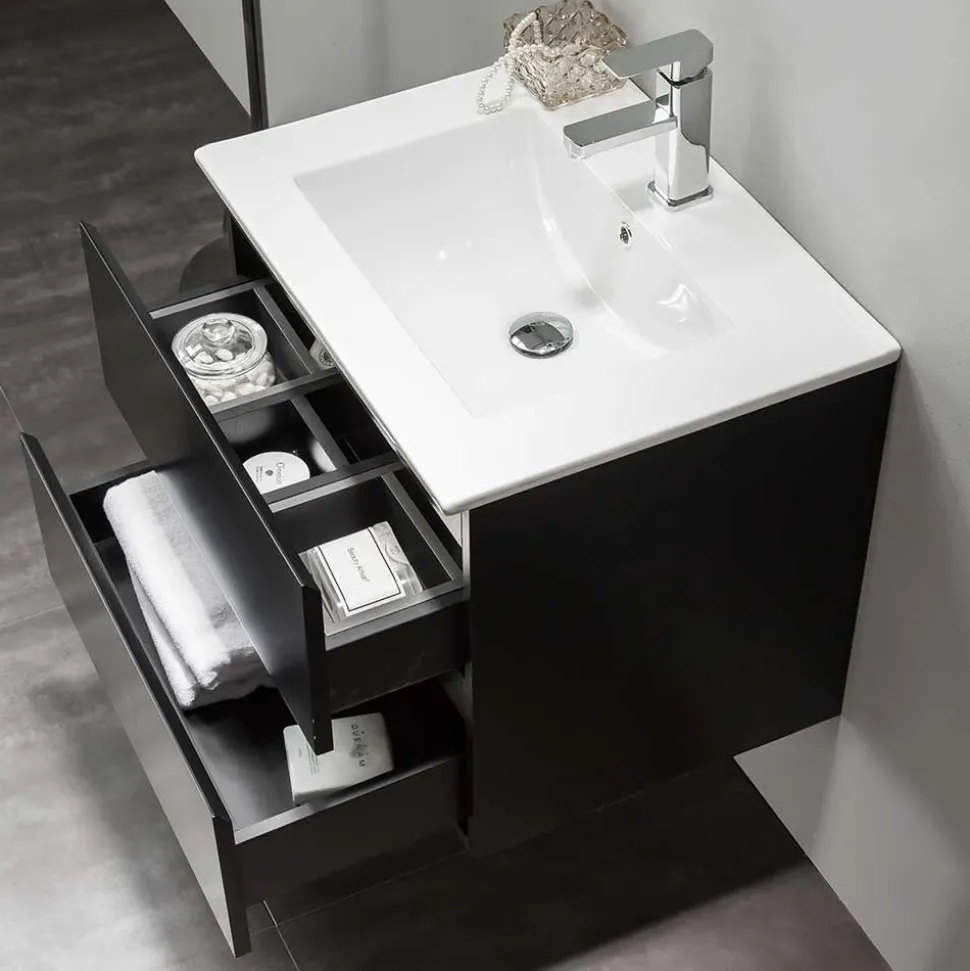 Allaskaappi pesualtaalla Bathlife Eufori, 600-1000 mm, musta