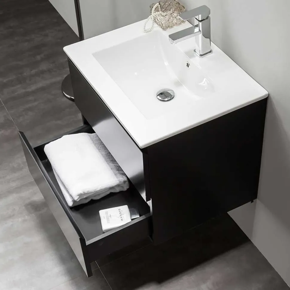 Allaskaappi pesualtaalla Bathlife Eufori, 600-1000 mm, musta