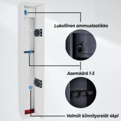 Asekaappi Trekker 3 aseelle AS300 V3 valkoinen