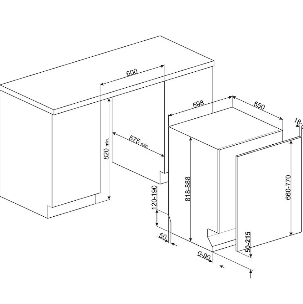 Astianpesukone Smeg STL7322BQL, Integroitava
