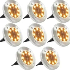 Aurinkoenergia maavalaisimet 8 kpl led lämmin valkoinen