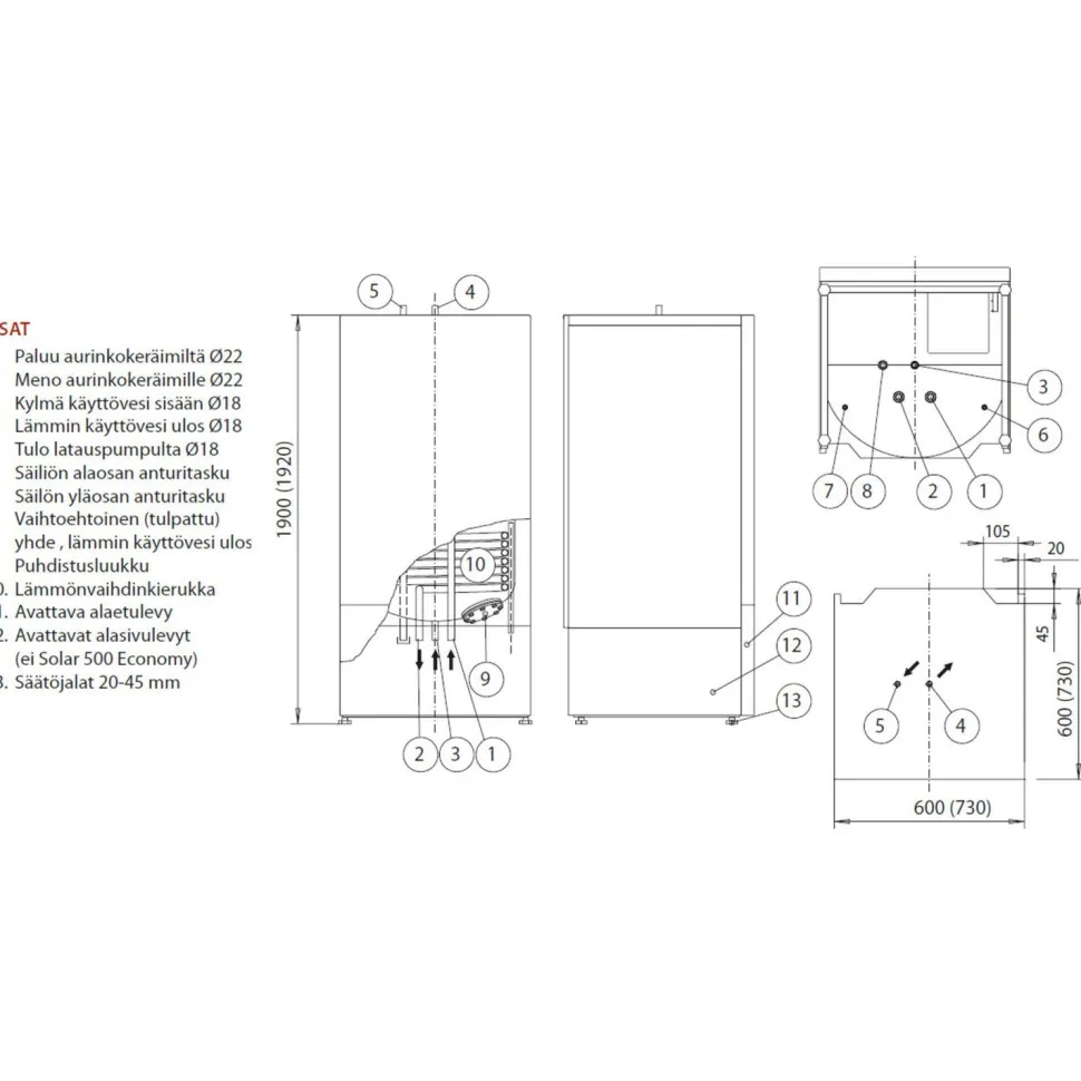 Aurinkoenergiavaraaja Jäspi Solar 300 Economy rst 290 l
