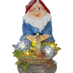 Aurinkokennokoristevalaisin Star Trading Gnomy, 22cm,  moniväri