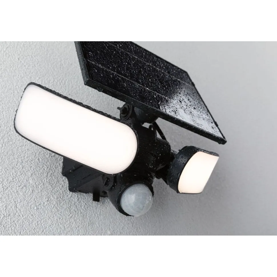 Aurinkokennoseinävalaisin Paulmann Sonlig 286x137mm USB-ladattava hämäräohjattu liiketunnistin IR IP65 3000K 2x9W 2x1100lm antrasiitti