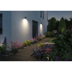 Aurinkokennoseinävalaisin Paulmann Lesly 113x126mm USB-ladattava hämäräohjattu liiketunnistin IR IP65 3000K 5.5W 400lm antrasiitti
