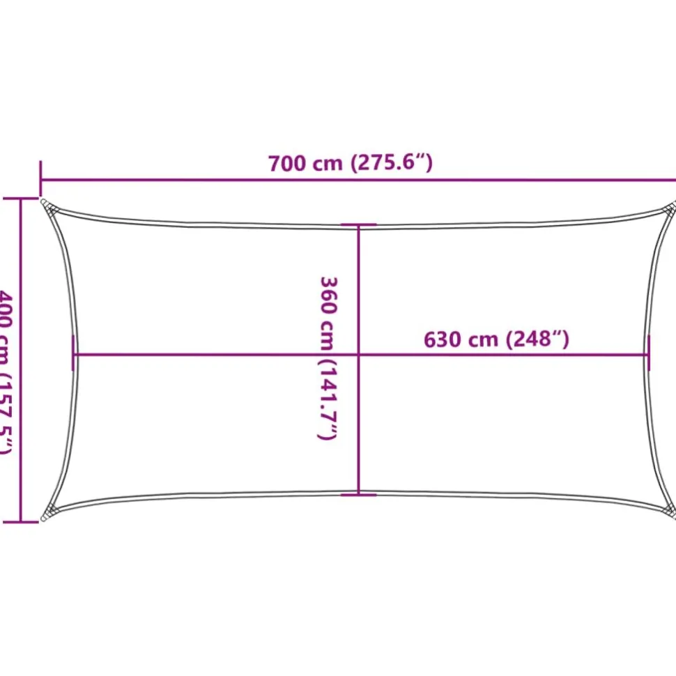 Aurinkopurje, 160 g/m² HDPE, eri värejä ja kokoja (16419)