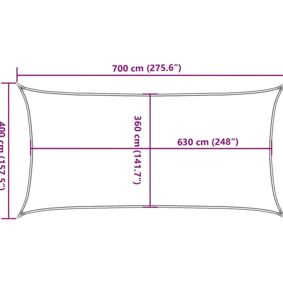 Aurinkopurje, 160 g/m² HDPE, eri värejä ja kokoja (16419)