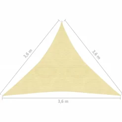 Aurinkovarjo purje HDPE kolmikulmainen 3.6x3.6x3.6 m beige