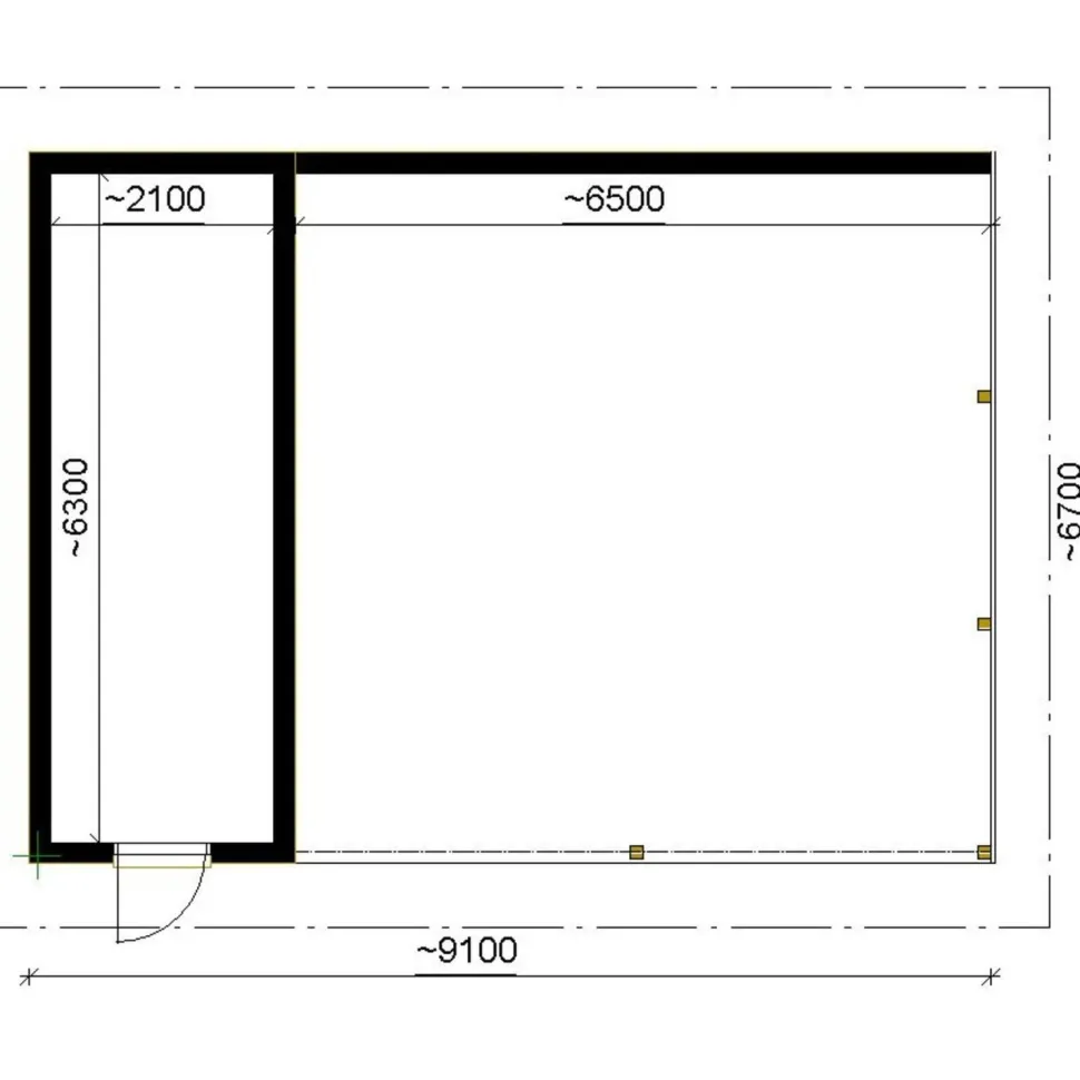 Autokatoksen runkopaketti Timburg, kahden auton seinällinen katos ja varasto, sivusta ajettava, kerrosala 17 m²