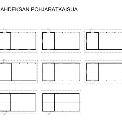 Autokatoksen runkopaketti, yhden auton seinällinen katos kylmällä varastolla, kerrosala 13 m²