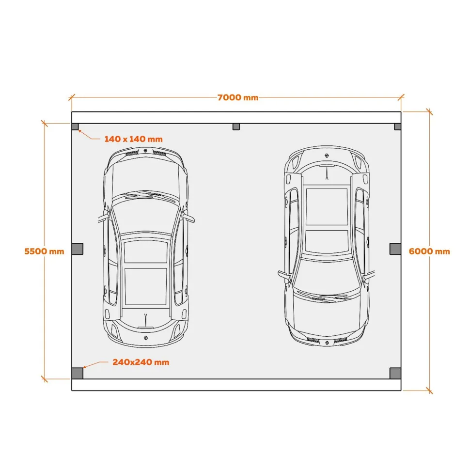 Autokatos Holzbrüder Ralf 42m2, kantavuus 250 kg/m²