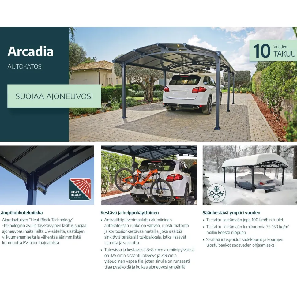 Autokatos Palram-Canopia Arcadia 4300 15,5 m² harmaa