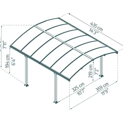 Autokatos Palram-Canopia Arcadia 4300 15,5 m² harmaa