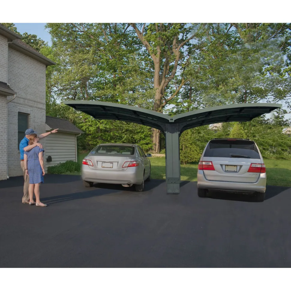 Autokatos Palram-Canopia Arizona Breeze Wings&Arch, 26.9m², kahdelle autolle, tummanharmaa/harmaa