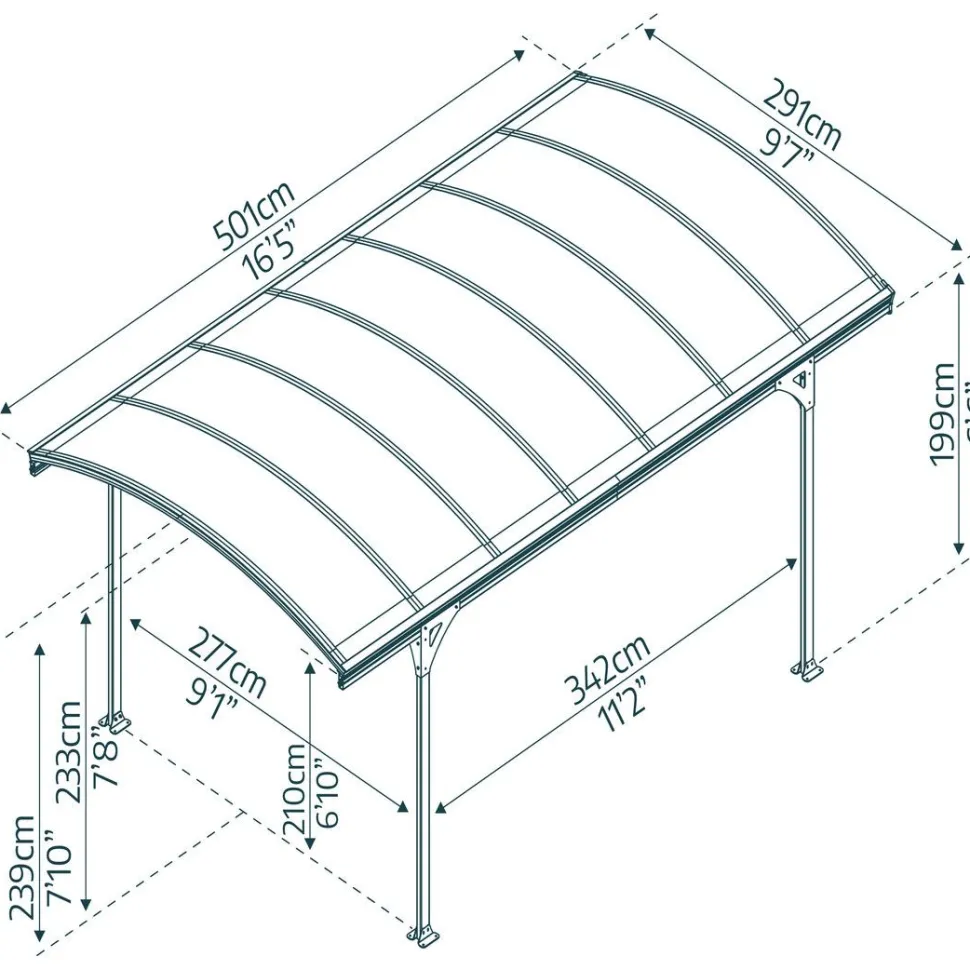 Autokatos Palram-Canopia Vitoria 5000 14,6 m² harmaa