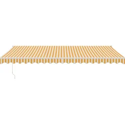 Automaattisesti sisäänkelattava markiisi keltavalkoinen 5x3 m