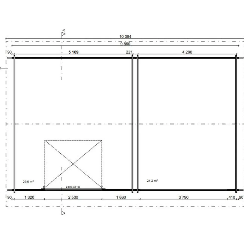 Autotalli ja autokatos LP Garden AT30KL, 29.9m² + 24m²