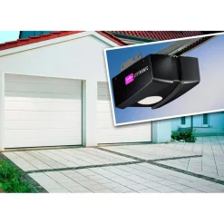 Autotallin nosto-ovipaketti Isomatic Nordic 2375x2000mm vaakauritettu + avaaja Liftronic 500 valkoinen