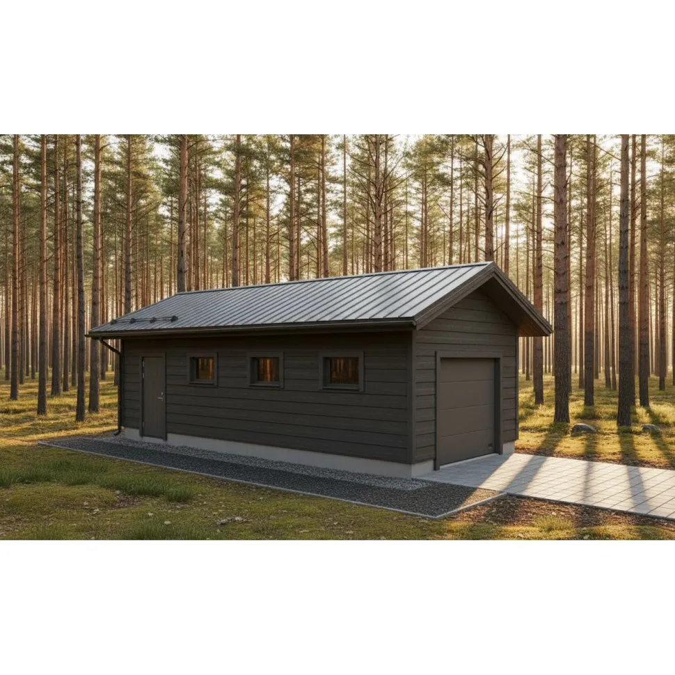 Autotallin runkopaketti Timburg, yhden auton talli ja varasto, kerrosala 39 m²