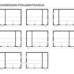 Autotallin runkopaketti Timburg, kahden auton talli ja varasto, sivusta ajettava, kerrosala 61 m²