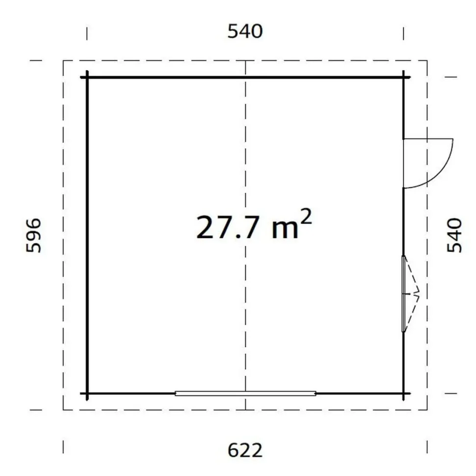 Autotalli Palmako Roger, ilman ovea, 27,7m² FR70-5656