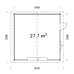 Autotalli Palmako Roger, nosto-ovella, 27,7m² FR70-5656-2