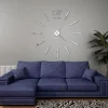 3d-seinäkello moderni muotoilu 100 cm xxl hopea