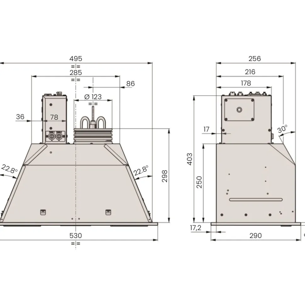 Dual Modular Liesikupu Savo dGH-m3805-S 52cm, AC ja EC, yläkaappiin upotettava, rst