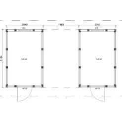 Elementtivarasto Timburg E12M 6040x3180 mm 19.2 m² puuvalmis