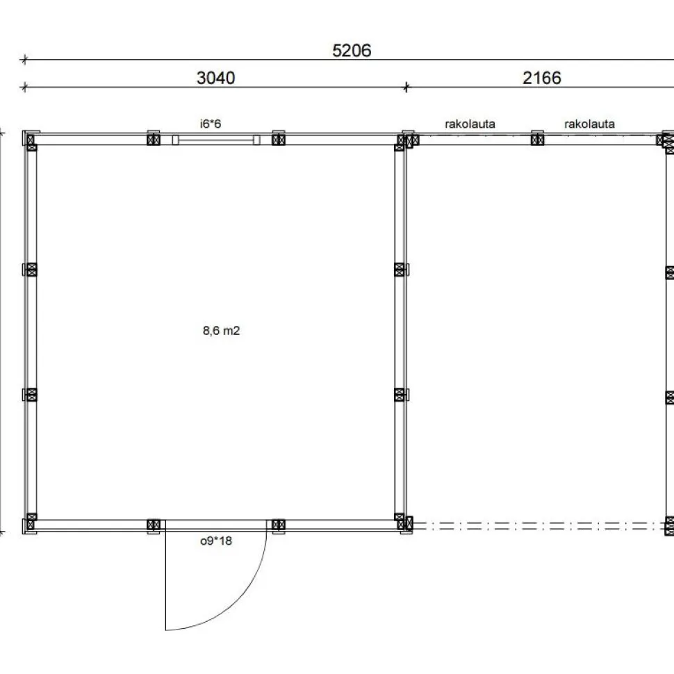 Elementtivarasto Timburg E9M 5040x3180 mm 16.02 m² puuvalmis