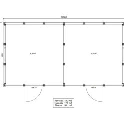 Elementtivarasto Timburg E12 6040x3180 mm 19.21 m² puuvalmis